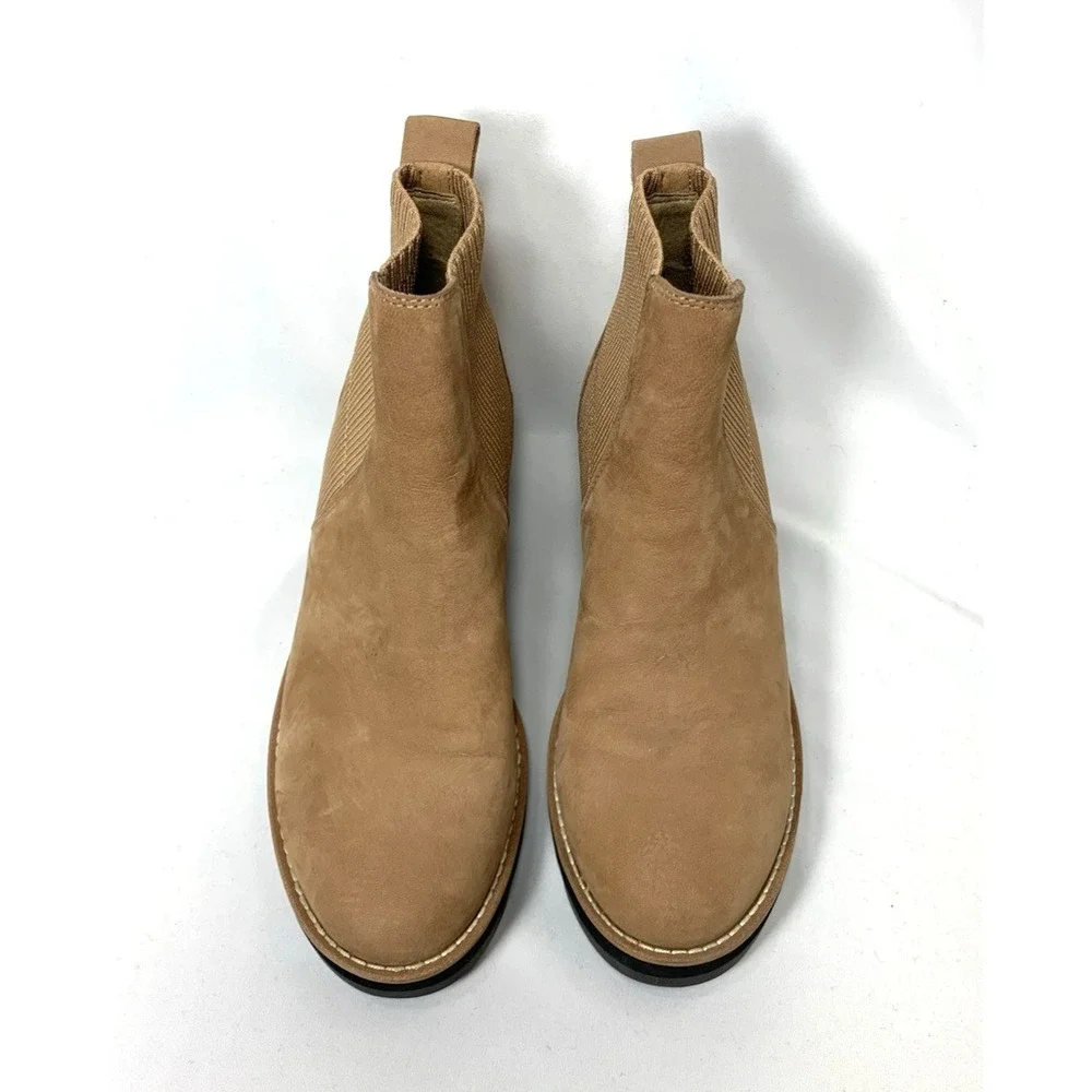 Eileen Fisher Suede Chelsea‎ Boot Womens 7.5 Leather Wheat Wedge Lilou
